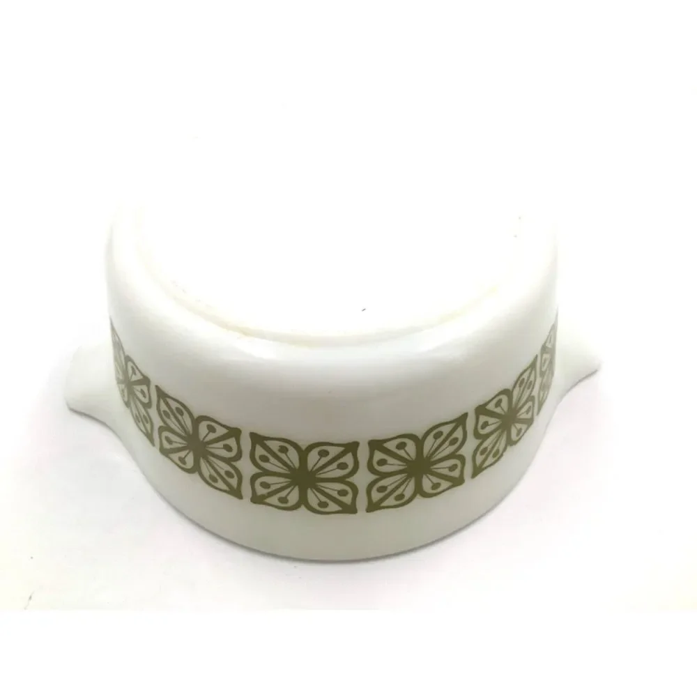 Pyrex Verde Square Green Flowers 1 1/2 qt 474B Casserole Dish Vtg‎